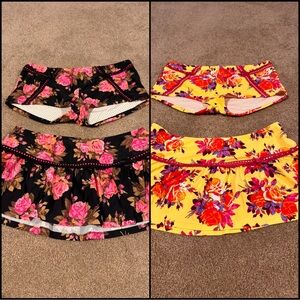 4 Betsey Johnson swimsuit pieces bottom shorts skirts floral vintage y2k Gypsy